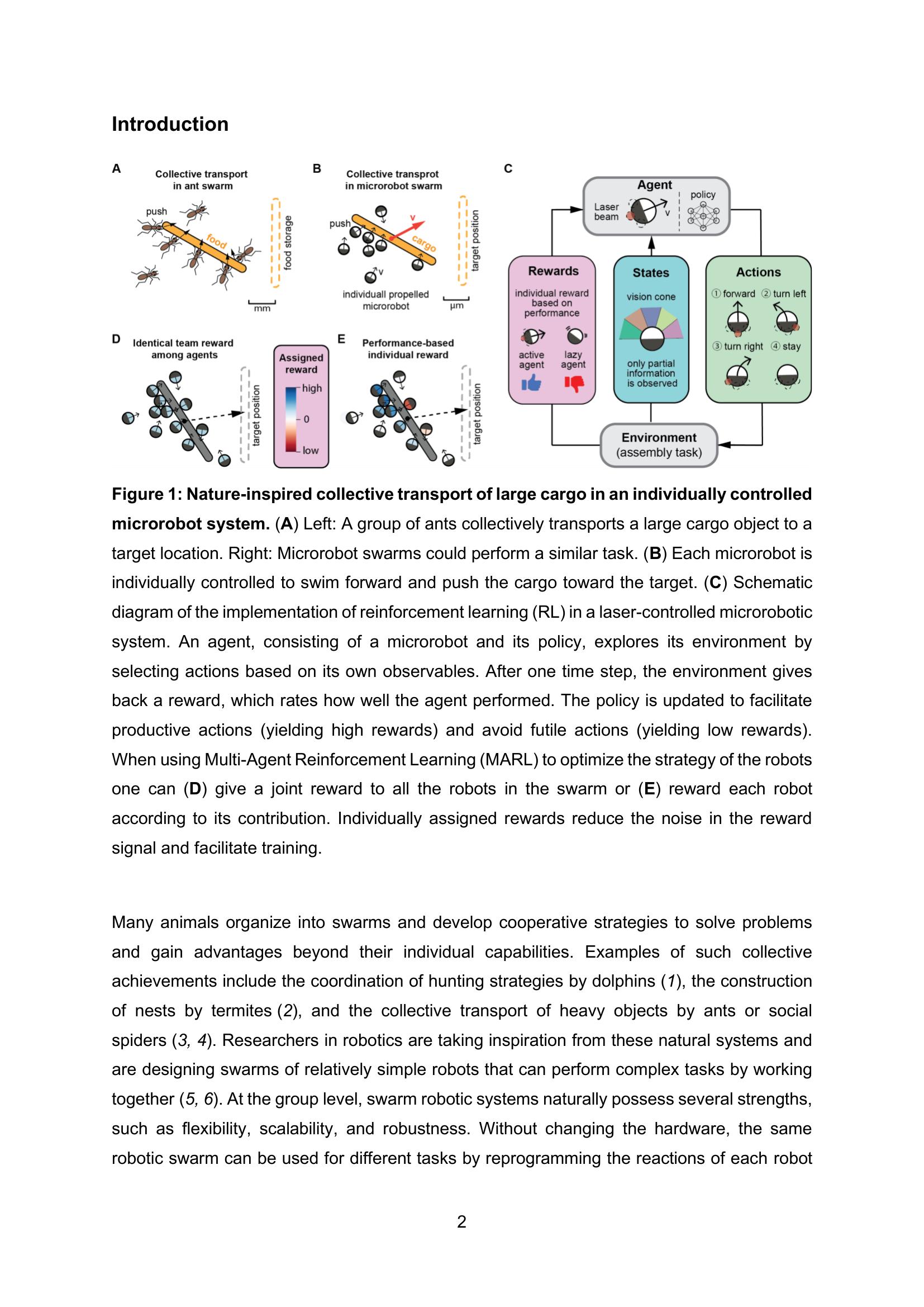 Counterfactual Rewards Promote Collective Transport Using Individually