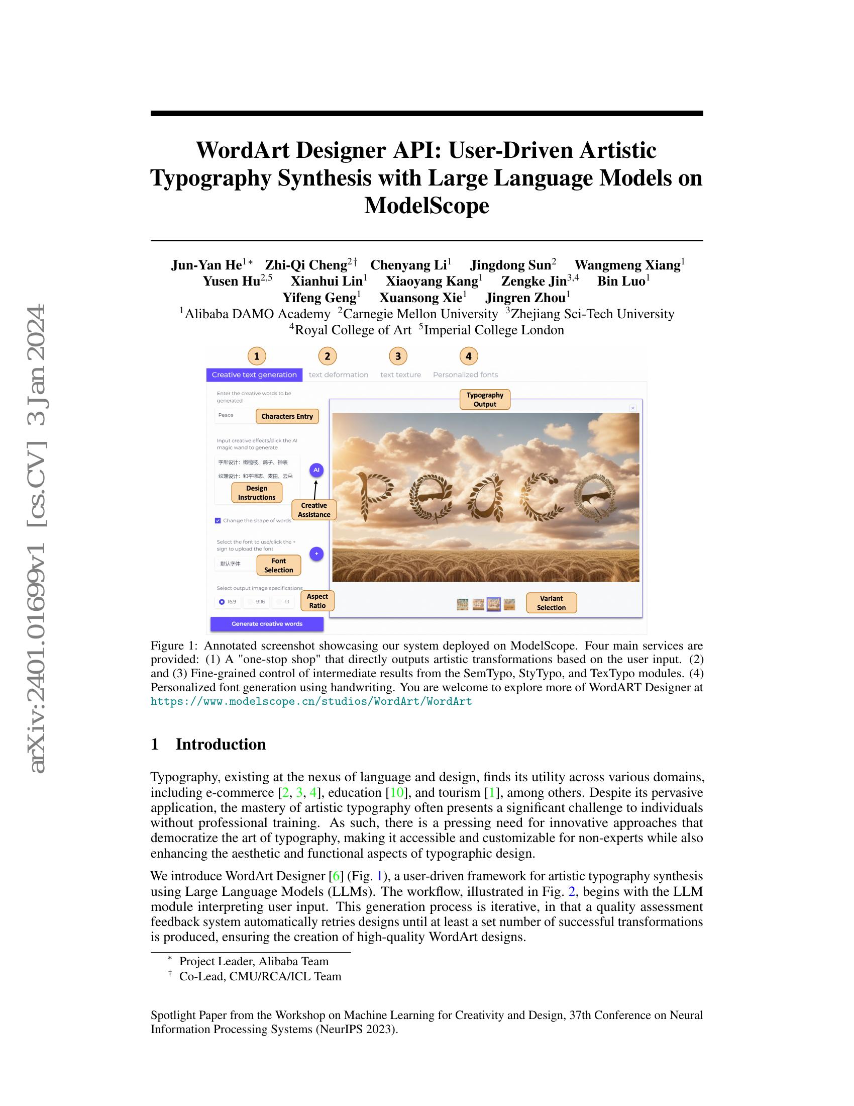 Wordart Designer Api User Driven Artistic Typography Synthesis With