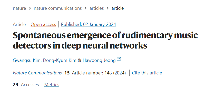 Nat. Commun.速递：基础音乐感知在深度神经网络中的自发涌现