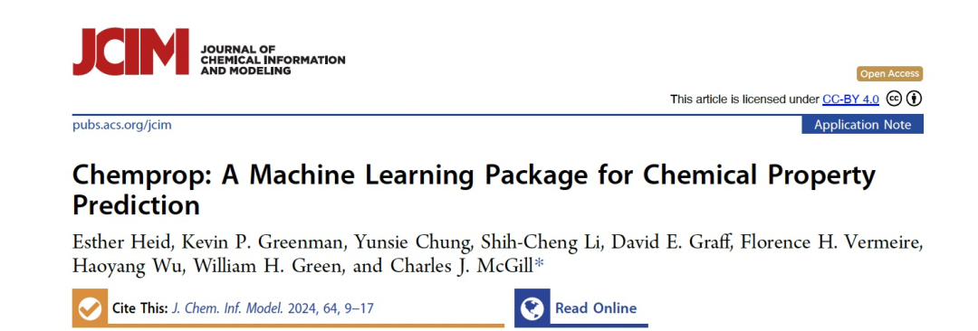 J. Chem. Inf. Model. | Chemprop一个用于化学性质预测的机器学习软件包