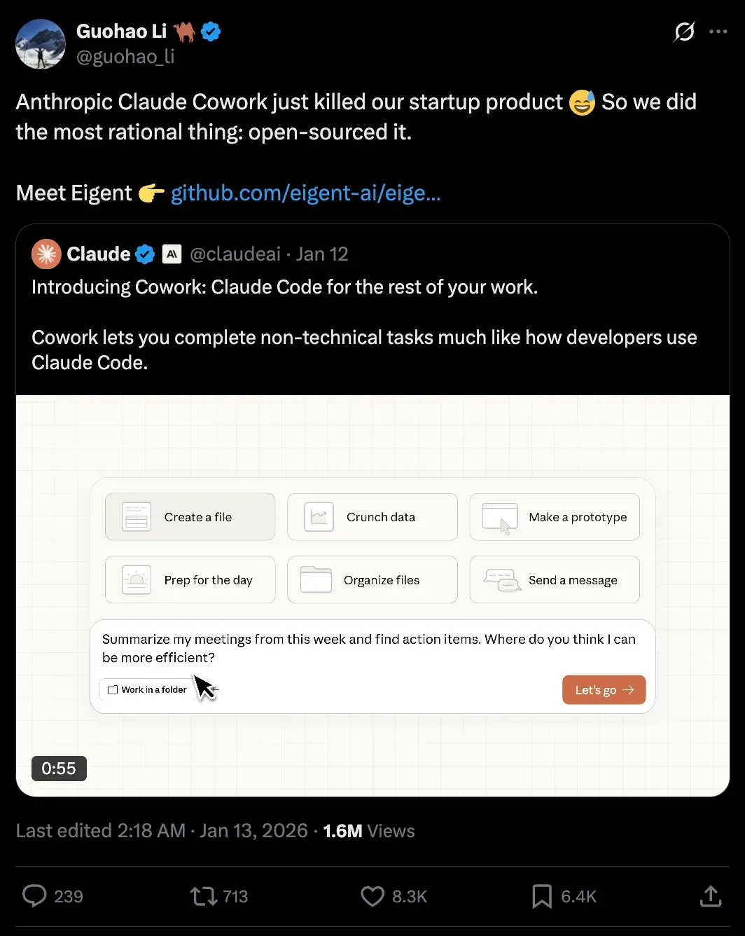 开源版Cowork 项目在X 爆火，创始人：感谢Cowork，让我们三年的探索被看到- 智源社区