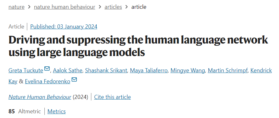 Nat. Human. Behav. 速递：利用大语言模型驱动和抑制人类语言网络