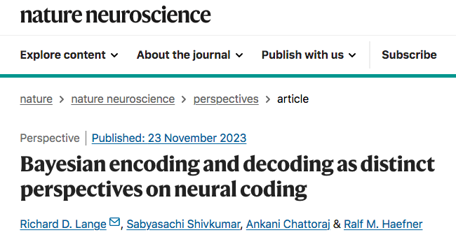 Nat. Neurosci.速递：贝叶斯编码和解码作为神经编码的不同视角