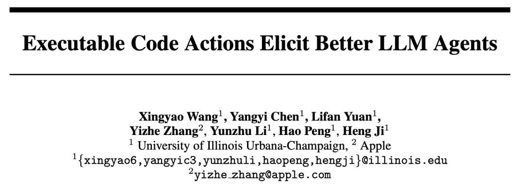 GPT-4绝对性能暴涨74.4%！UIUC苹果华人团队提出CodeAct，用Python代码统一LLM智能体行动