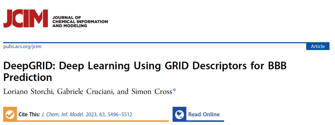 J. Chem. Inf. Model. | 使用GRID描述符进行深度学习预测血脑屏障透过性