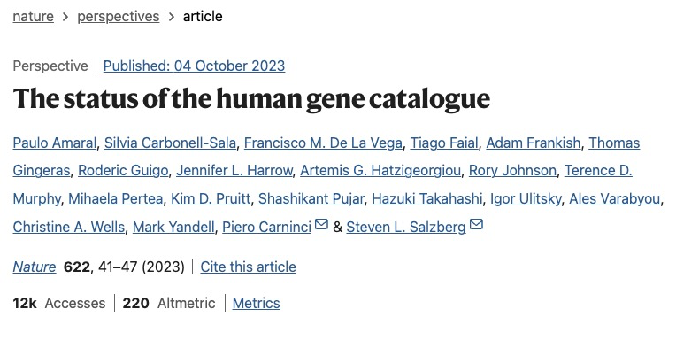 Nature | 人类基因目录现状