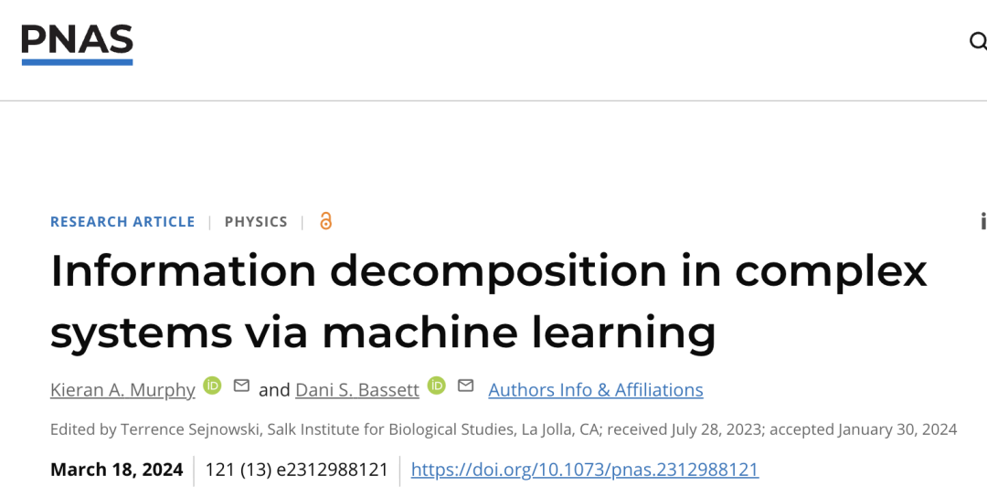 PNAS速递：通过机器学习对复杂系统进行分解信息