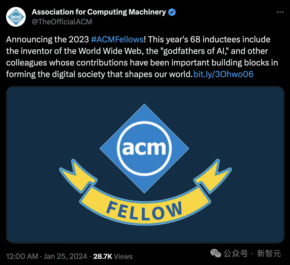 2023 ACM Fellow颁给图灵三巨头！清华马维英、微软高剑峰、上交大陈海波等14位华人当选