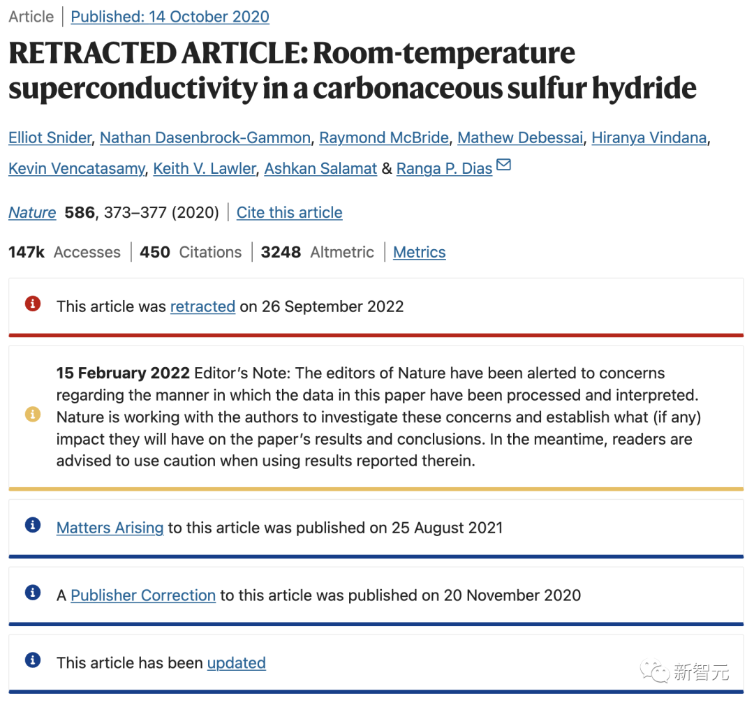 「室温超导惯犯」又被Nature撤稿！8位合著者联名举报，Dias：你们的博士学位也该撤销