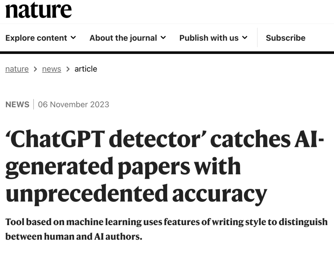 Nature｜AI检测器又活了？成功率高达98%，吊打OpenAI