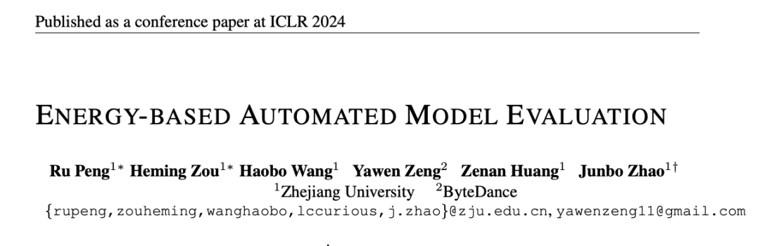 ICLR 2024 | 基于能量的自动模型评估