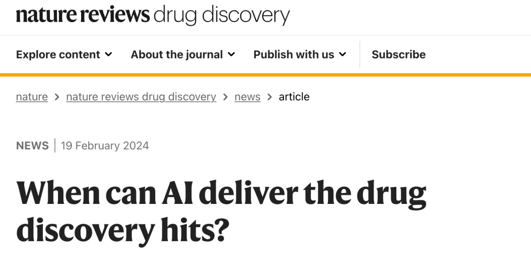 Nat. Rev. Drug. Discov. | 人工智能何时能实现药物发现的突破