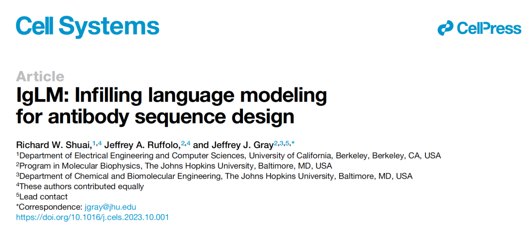 Cell Systems | 填充式语言建模用于抗体序列设计