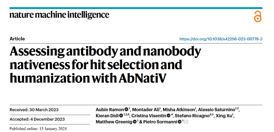 Nat. Mach. Intell. | 评估抗体和纳米抗体用于筛选有效候选物