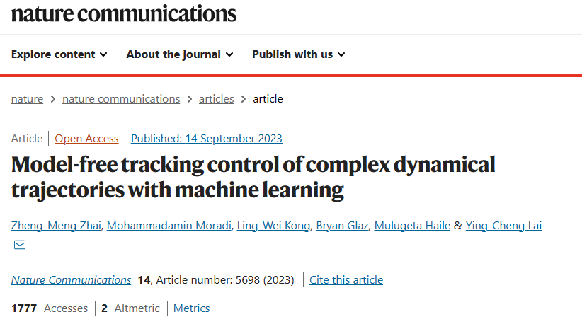 Nat. Commun. 速递：基于机器学习的复杂动态轨迹无模型跟踪控制