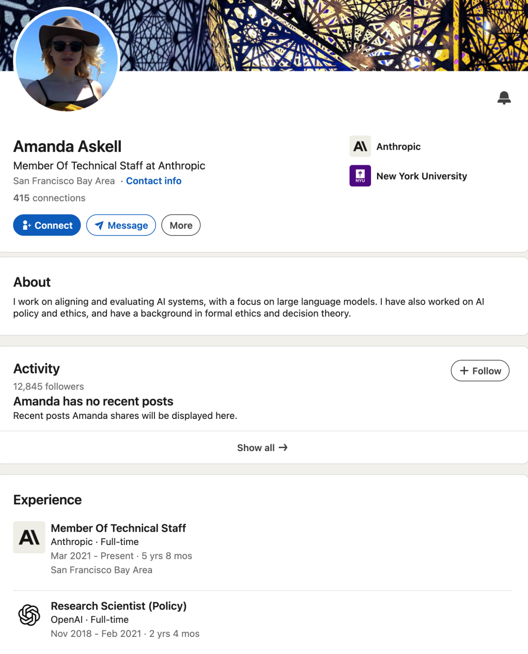 Amanda Askell’s profile and Anthropic role