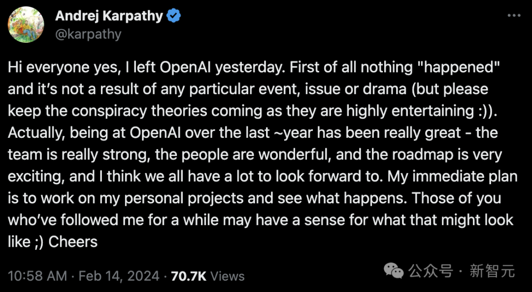 突发！OpenAI联创Karpathy又双叒离职了，自称「懂我的都懂」