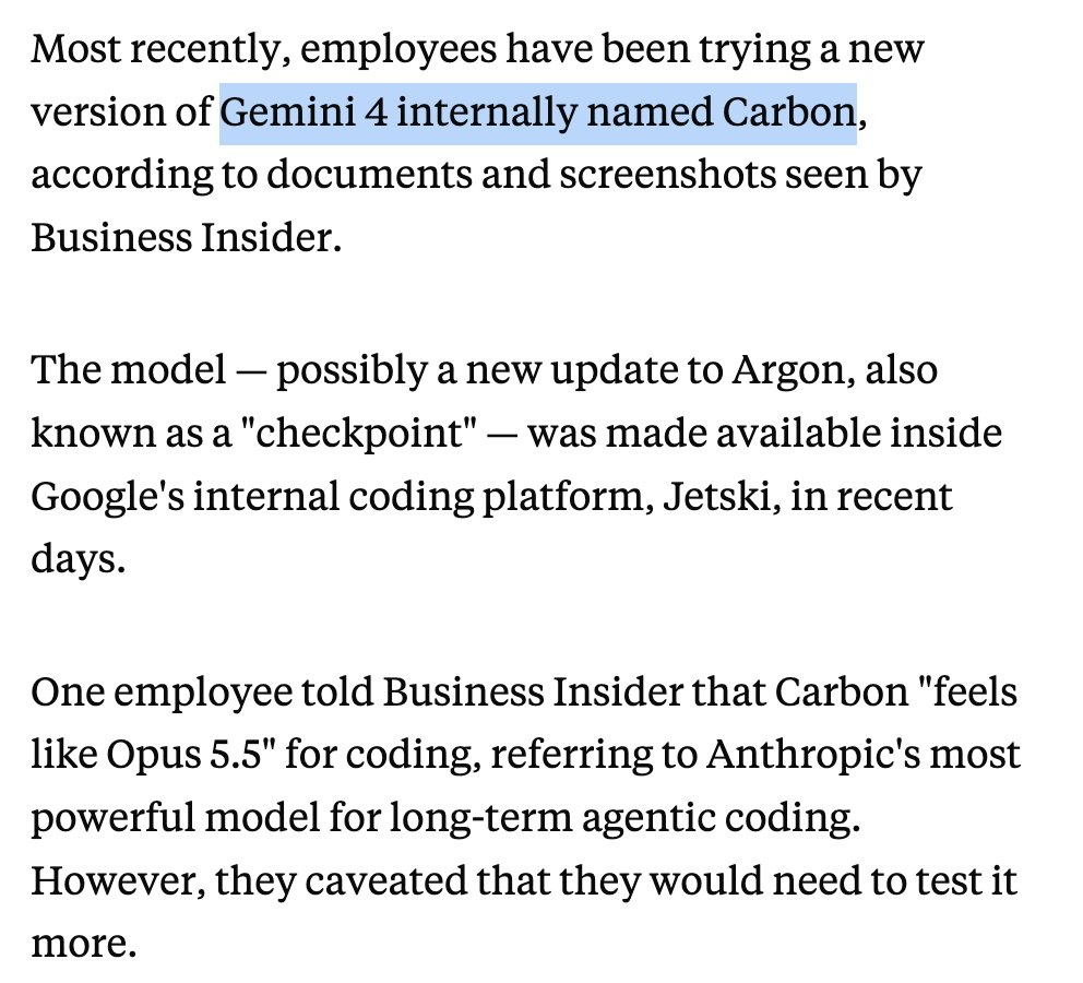 Trecho da Business Insider descrevendo o checkpoint interno Carbon