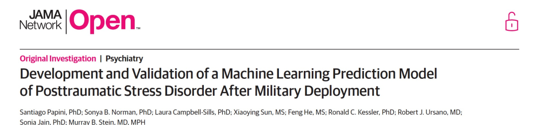 用于战争后的创伤后应激障碍的机器学习预测模型