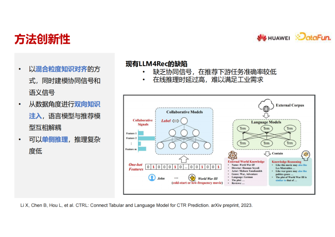 大语言模型在推荐系统的实践应用