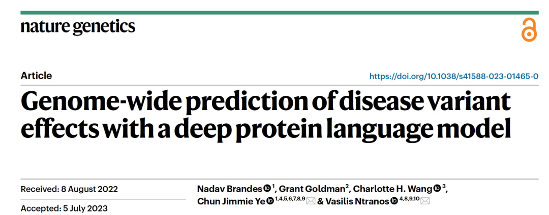 Nat. Genet. | 深度蛋白质语言模型在基因组范围内预测疾病变异效应