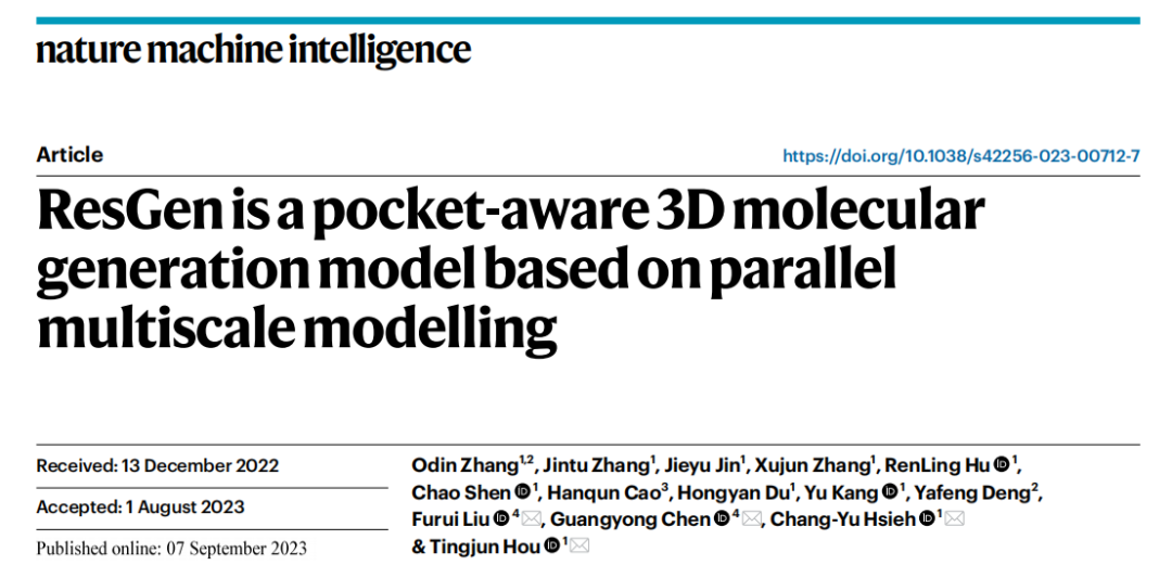 Nature Mach. Intell. | ResGen: 基于多尺度建模的3D口袋分子生成方法