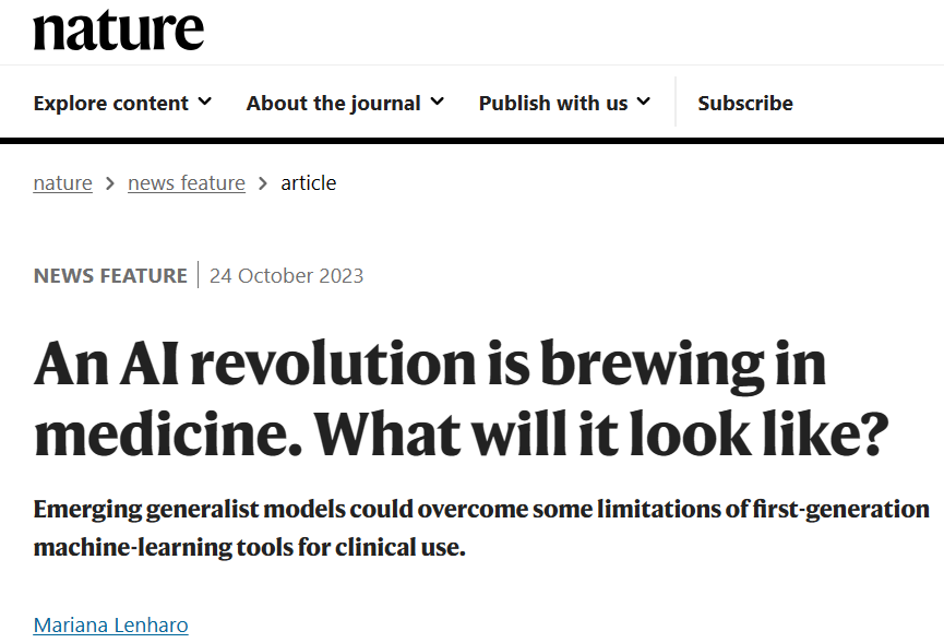 Nature｜人工智能革命正在医学领域酝酿，它会是什么样子？