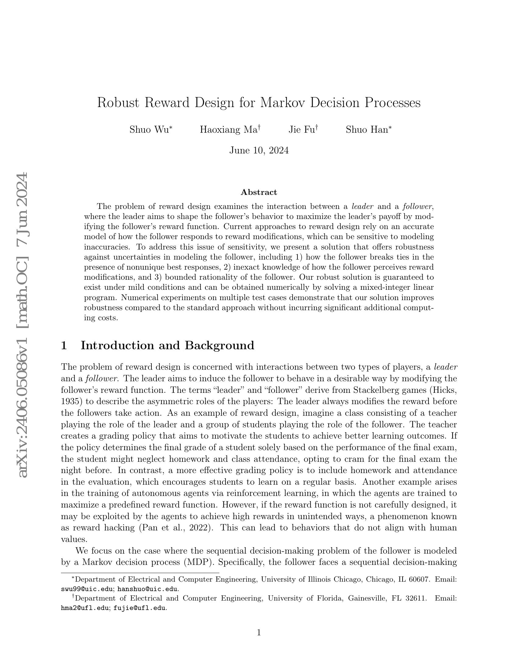 Robust Reward Design for Markov Decision Processes - 智源社区论文