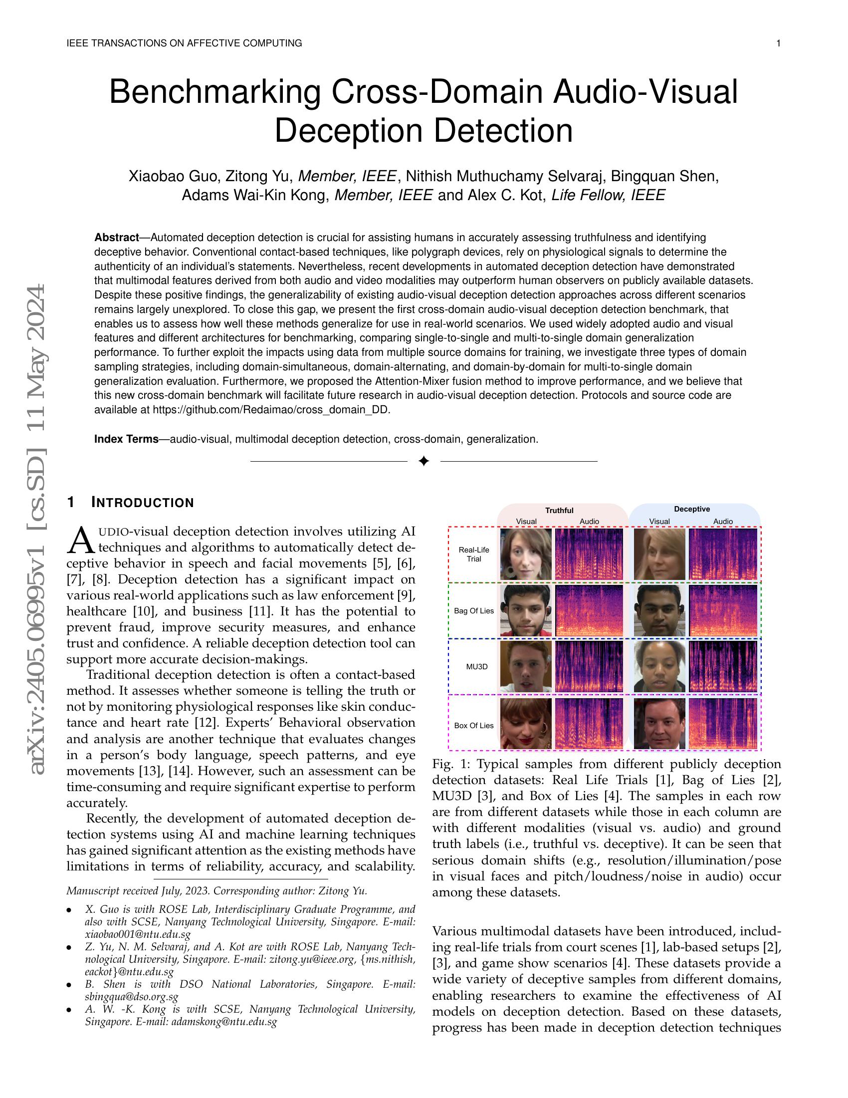Audio Visual Domain Example Benchmarking Cross-Domain Audio-Visual Deception Detection - 智源社区论文