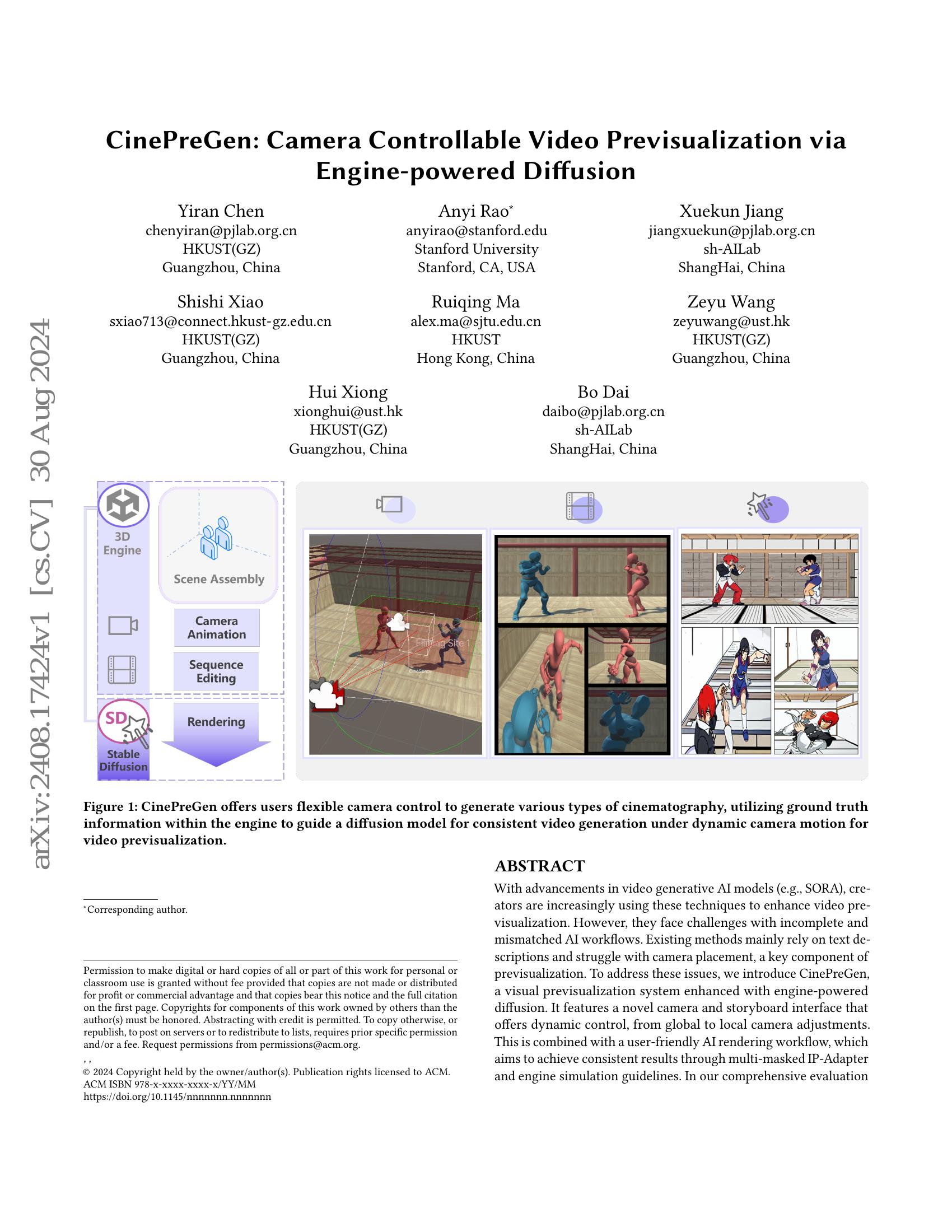 CinePreGen: Camera Controllable Video Previsualization via Engine ...