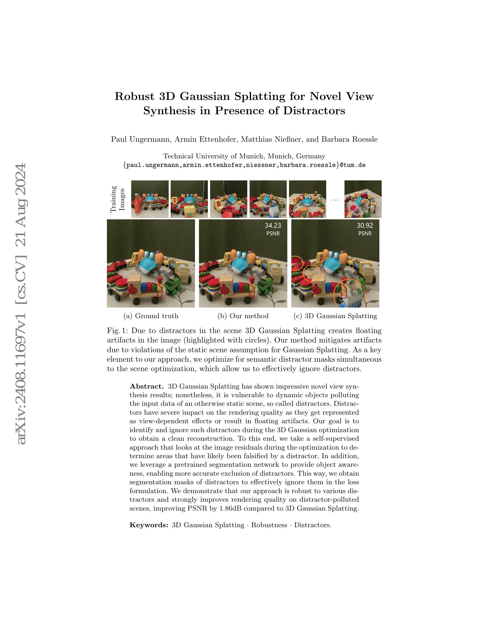 Robust 3D Gaussian Splatting for Novel View Synthesis in Presence of ...