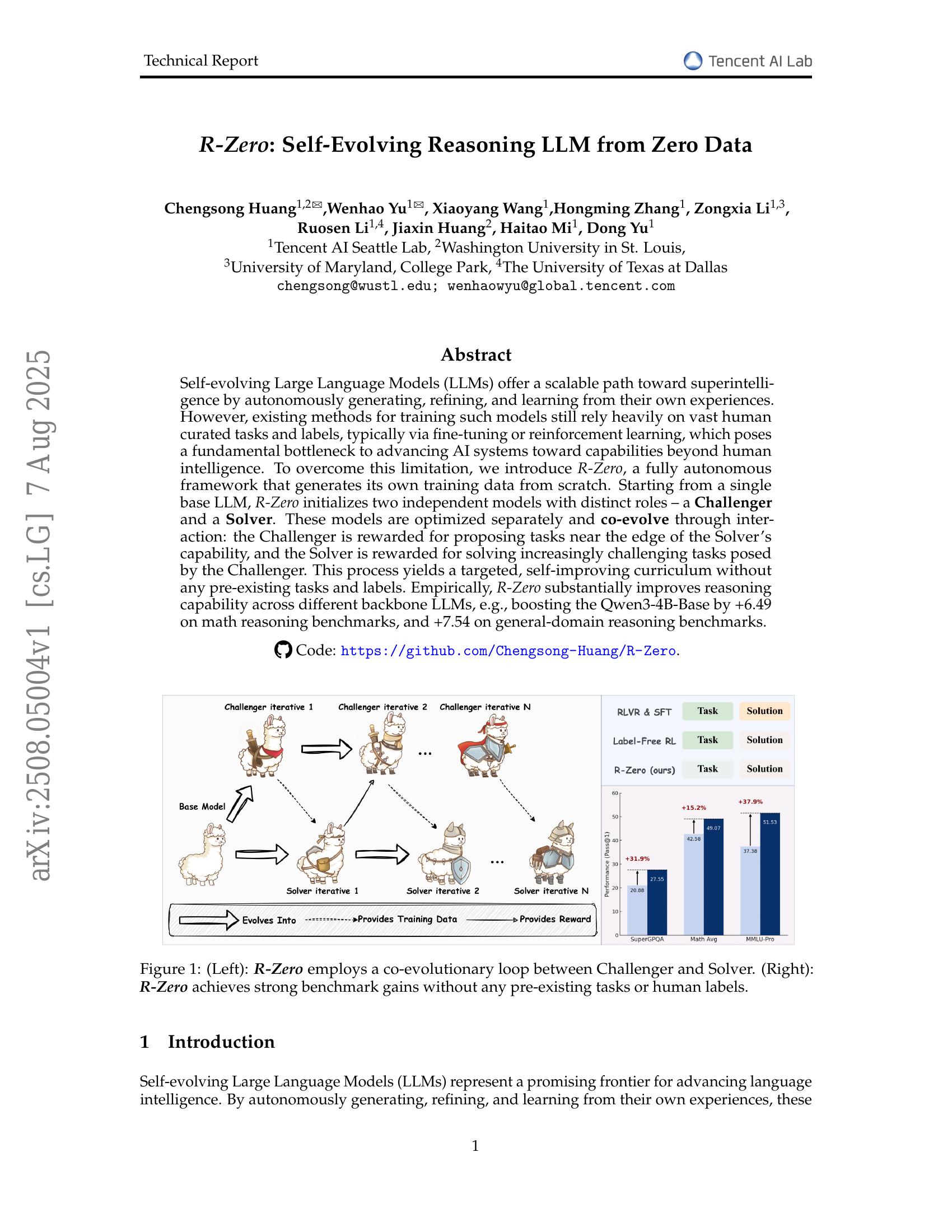 R-Zero: Self-Evolving Reasoning LLM from Zero Data - 智源社区论文