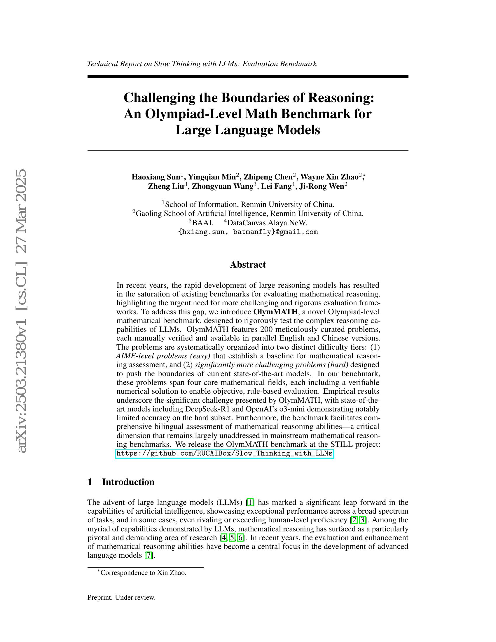 Challenging the Boundaries of Reasoning: An Olympiad-Level Math ...