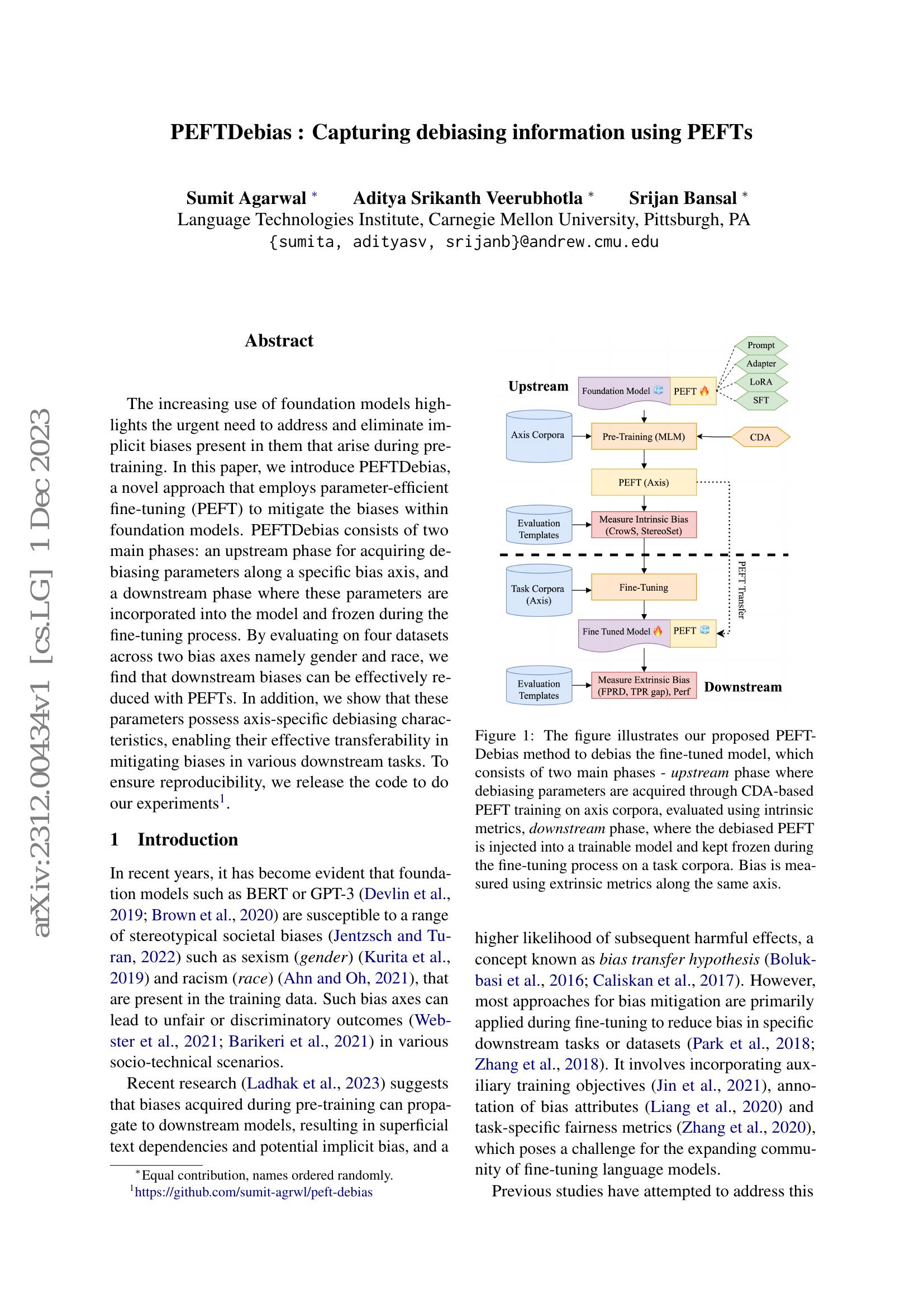 Spatial Debiasing PEFTDebias : Capturing debiasing information using PEFTs - 智源社区论文
