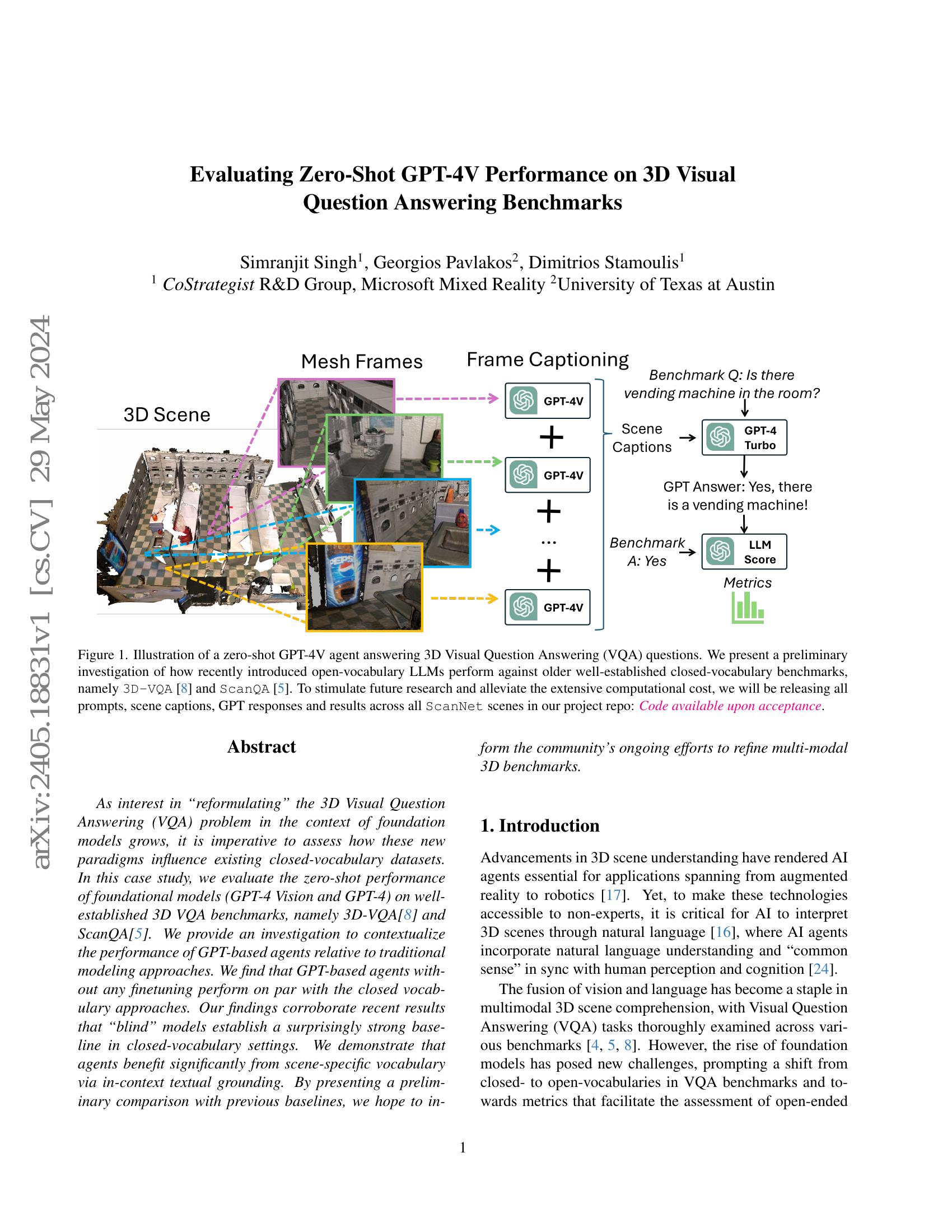 Evaluating Zero-Shot GPT-4V Performance on 3D Visual Question Answering ...
