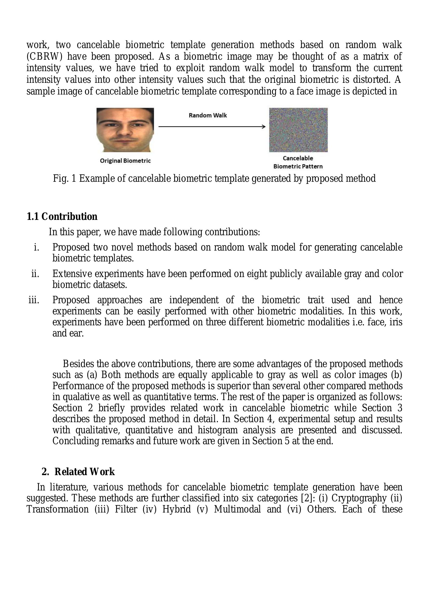 CBRW: A Novel Approach for Cancelable Biometric Template Generation ...