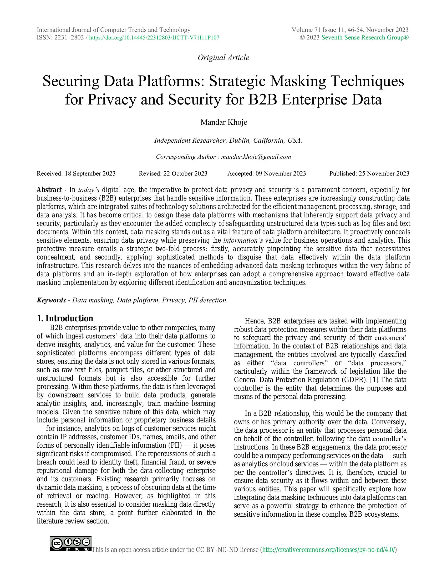 Securing Data Platforms Strategic Masking Techniques for Privacy and