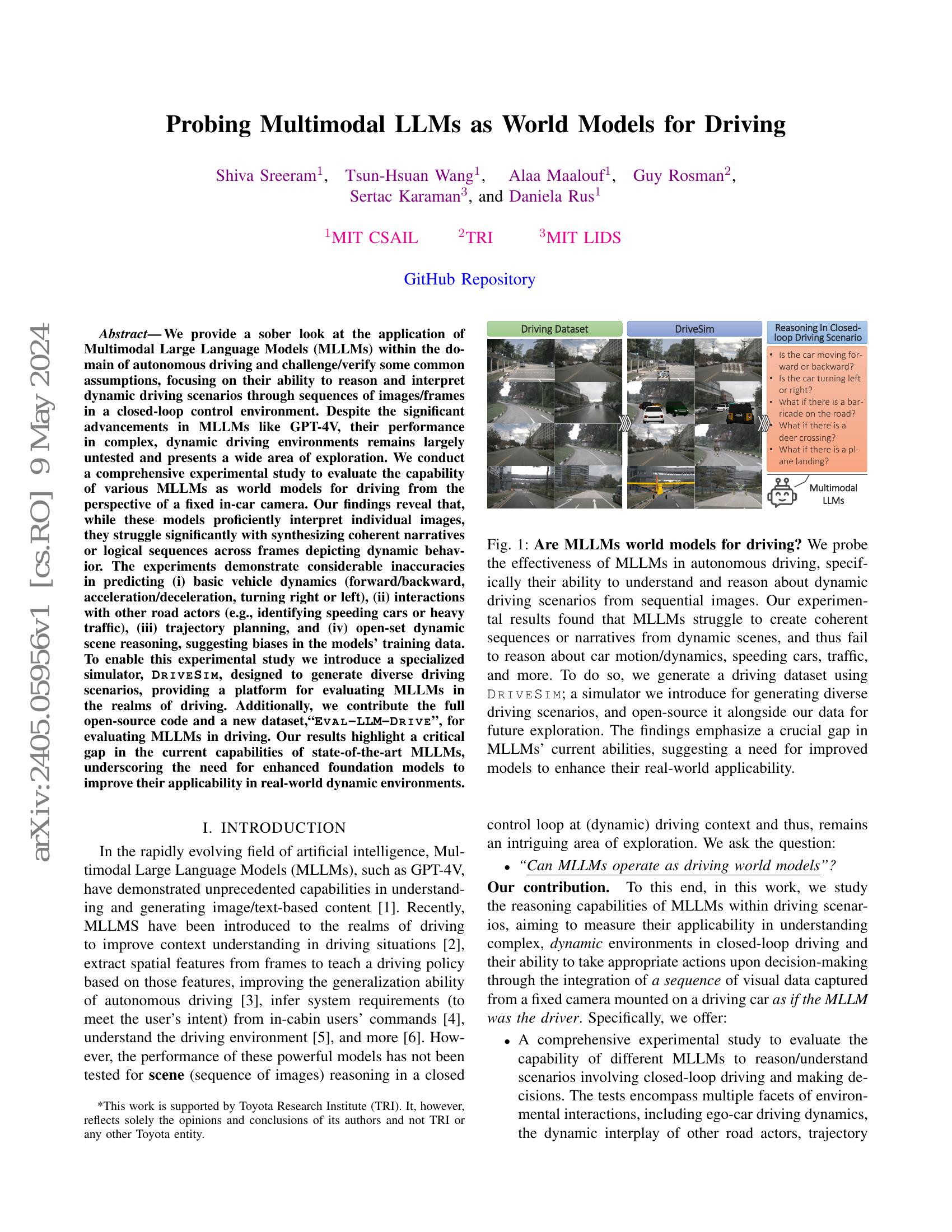 Probing Multimodal LLMs as World Models for Driving - 智源社区论文