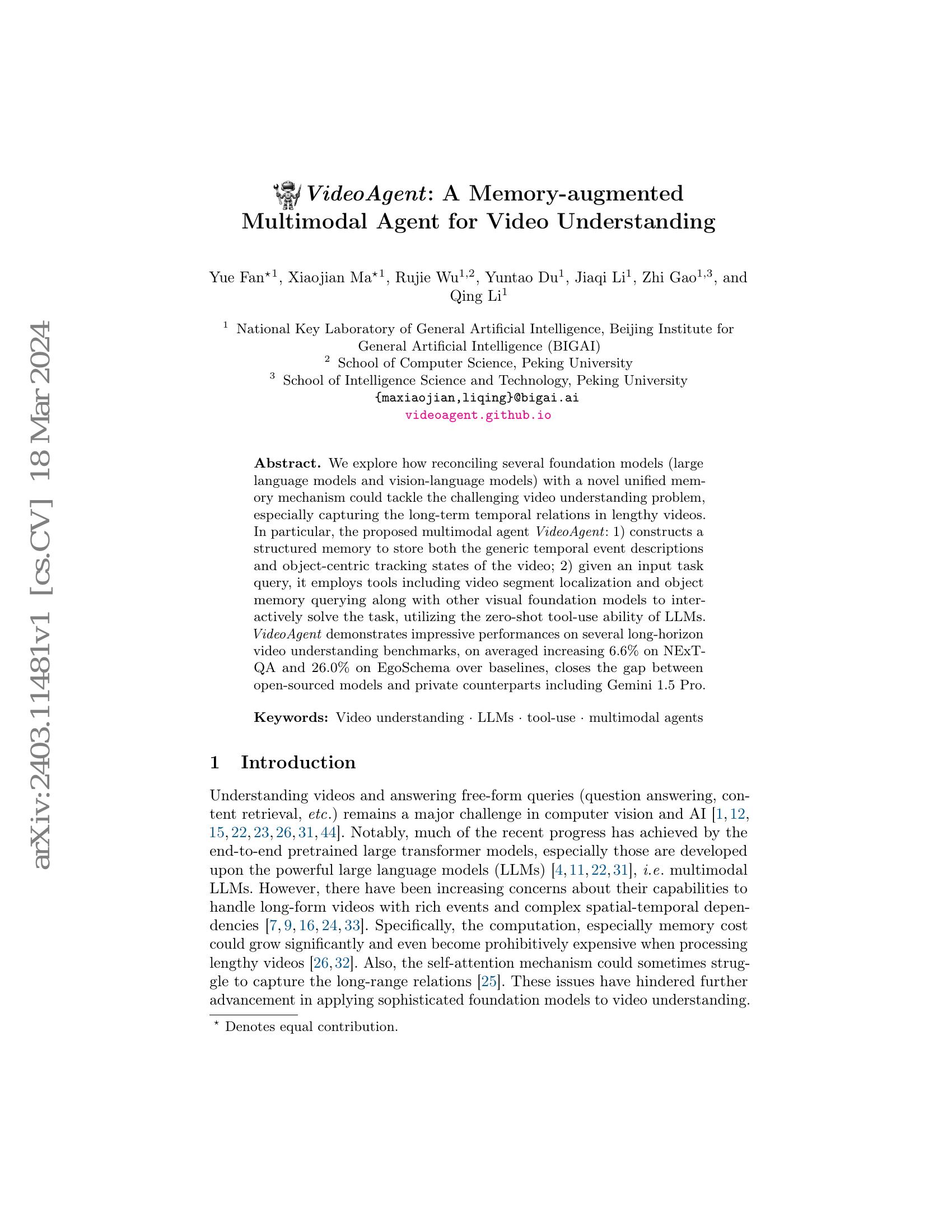 VideoAgent: A Memory-augmented Multimodal Agent for Video Understanding ...