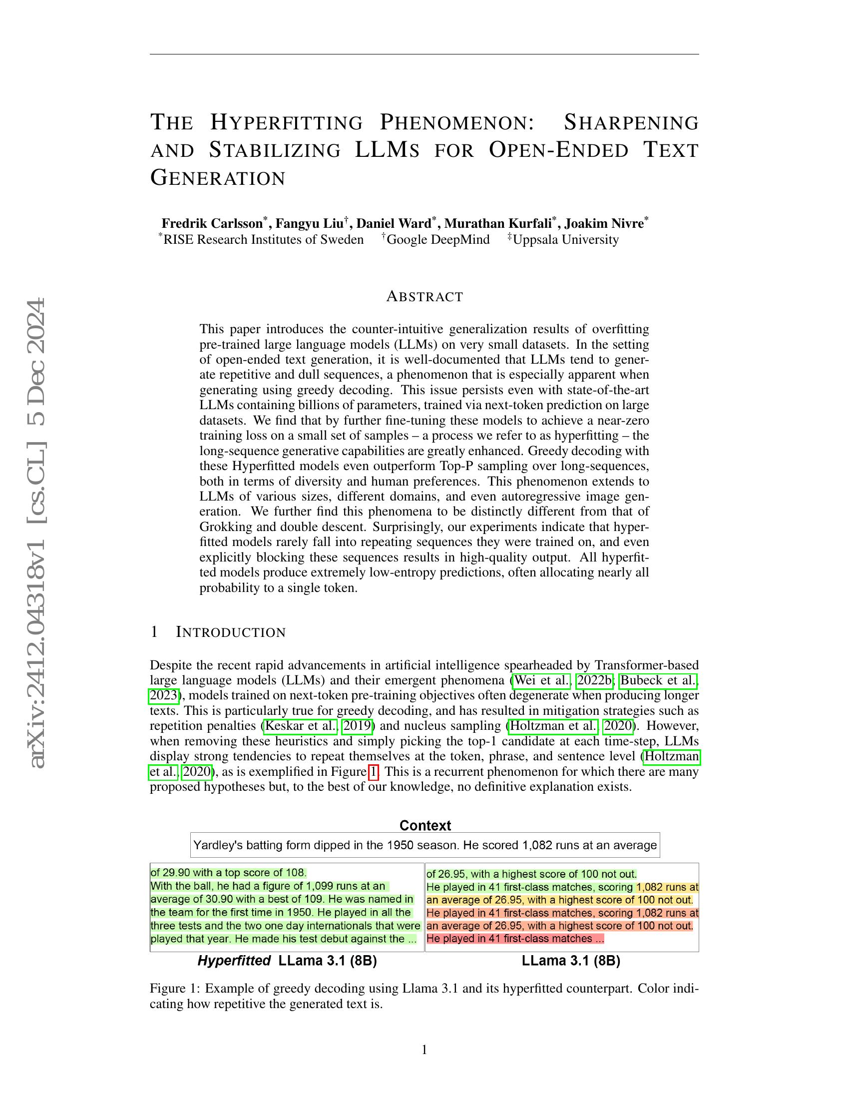 The Hyperfitting Phenomenon: Sharpening and Stabilizing LLMs for Open ...