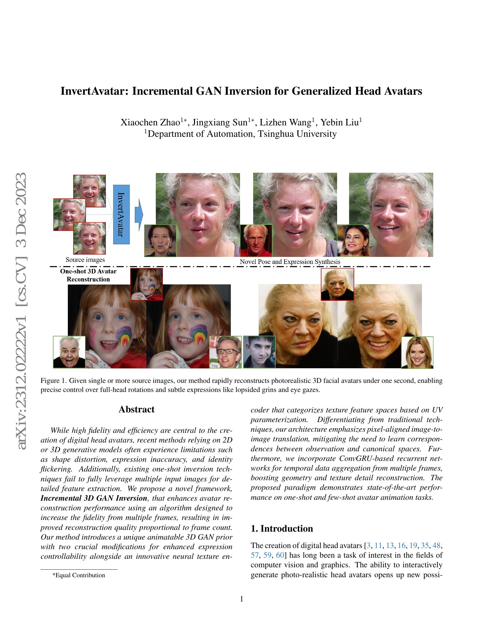 InvertAvatar: Incremental GAN Inversion for Generalized Head Avatars ...