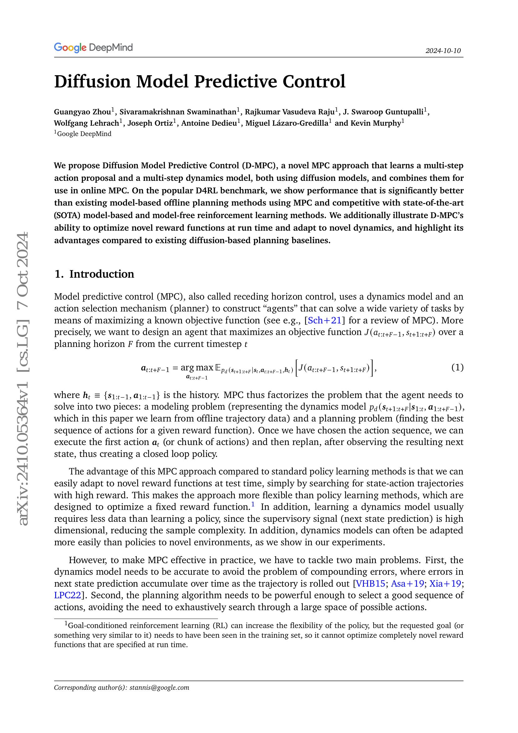 Diffusion Model Predictive Control - 智源社区论文