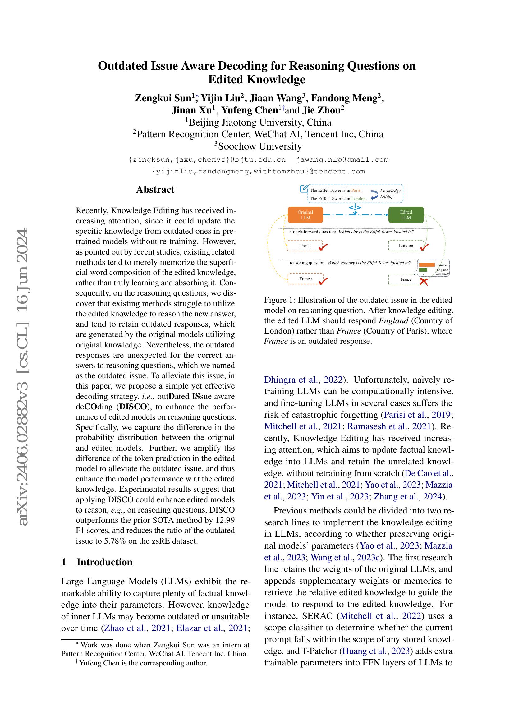 Outdated Issue Aware Decoding for Reasoning Questions on Edited ...