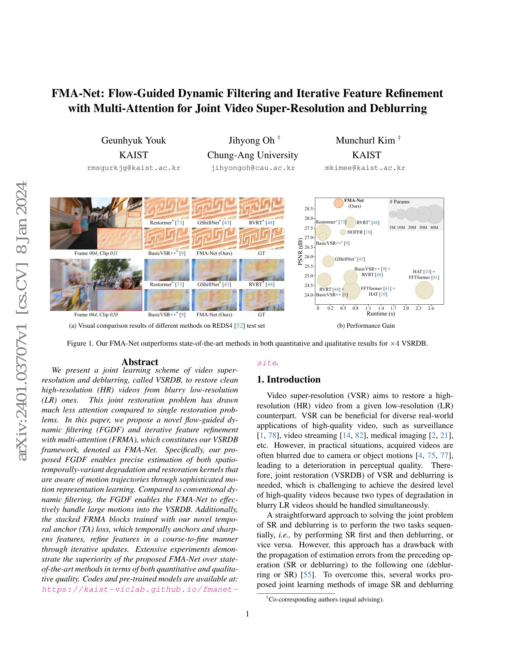 FMA-Net: Flow-Guided Dynamic Filtering And Iterative Feature Refinement ...