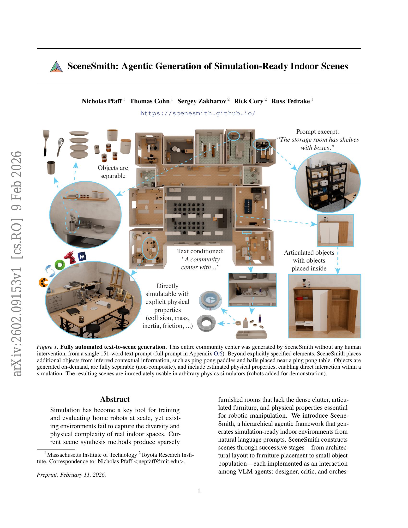 SceneSmith: Agentic Generation of Simulation-Ready Indoor Scenes - 智源社区论文
