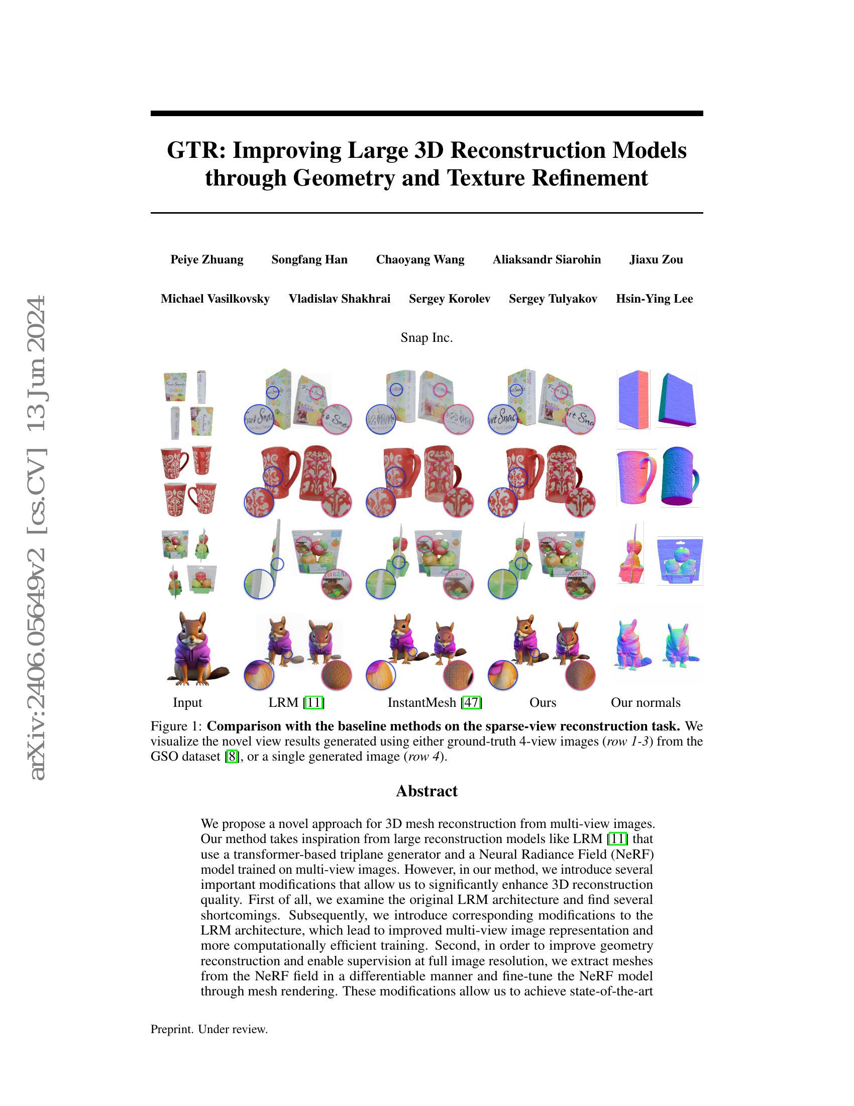 GTR: Improving Large 3D Reconstruction Models through Geometry and ...