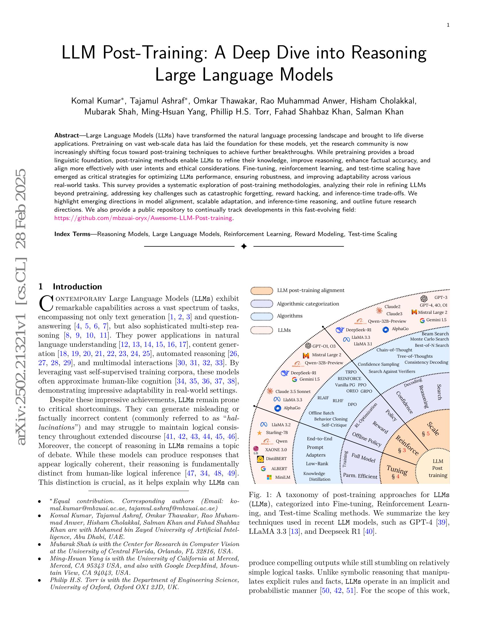 LLM Post-Training: A Deep Dive into Reasoning Large Language Models - 智 ...