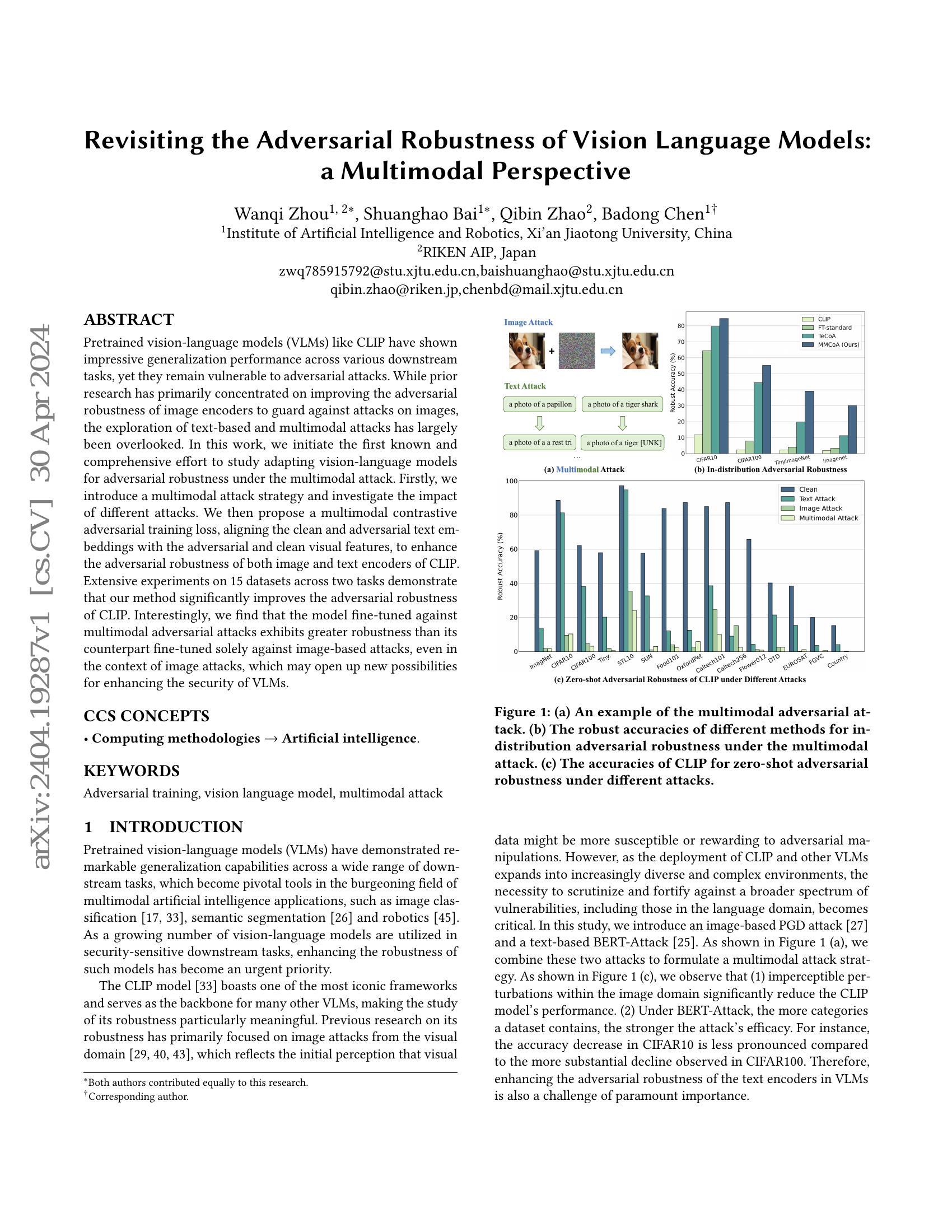 Revisiting the Adversarial Robustness of Vision Language Models: a ...