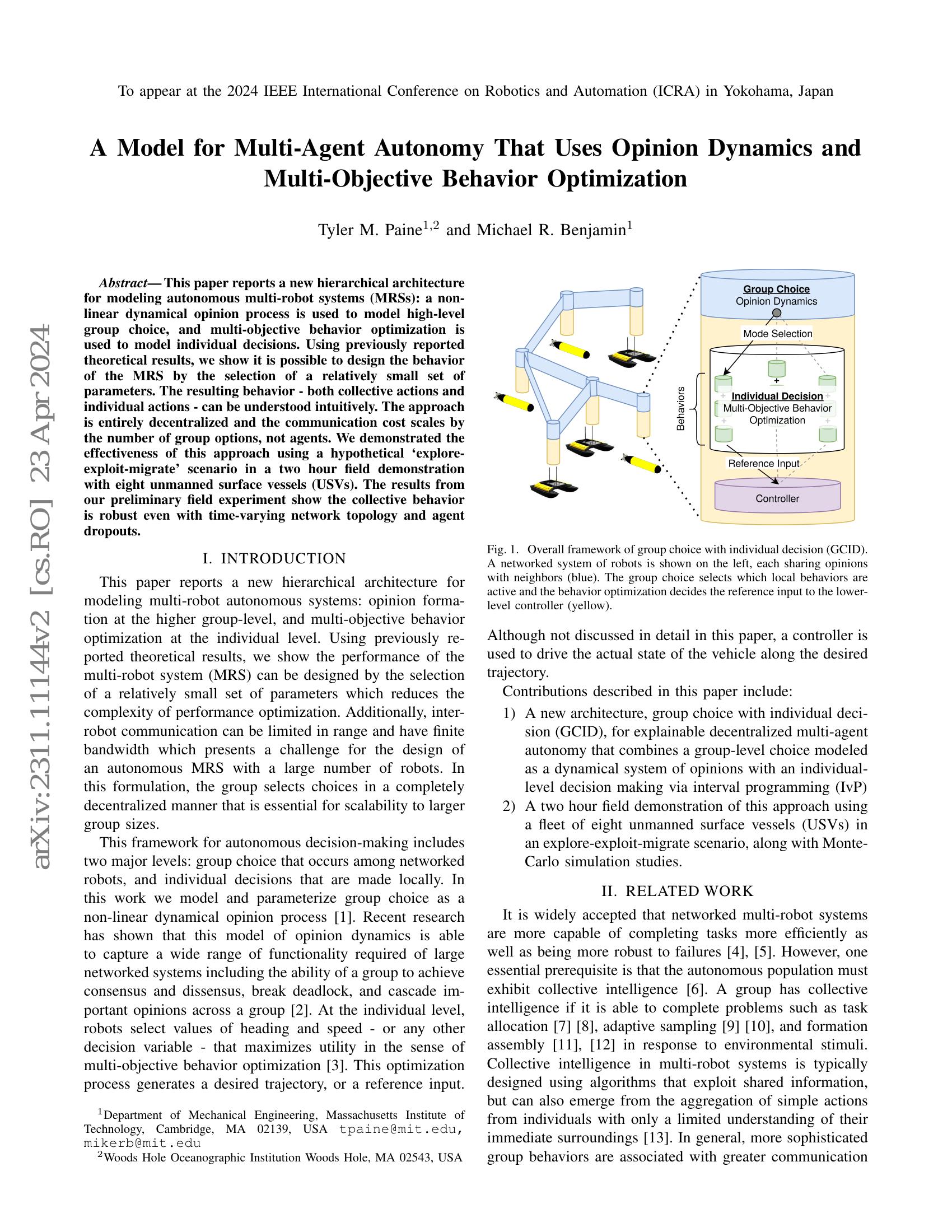 A Model for Multi-Agent Autonomy That Uses Opinion Dynamics and Multi ...