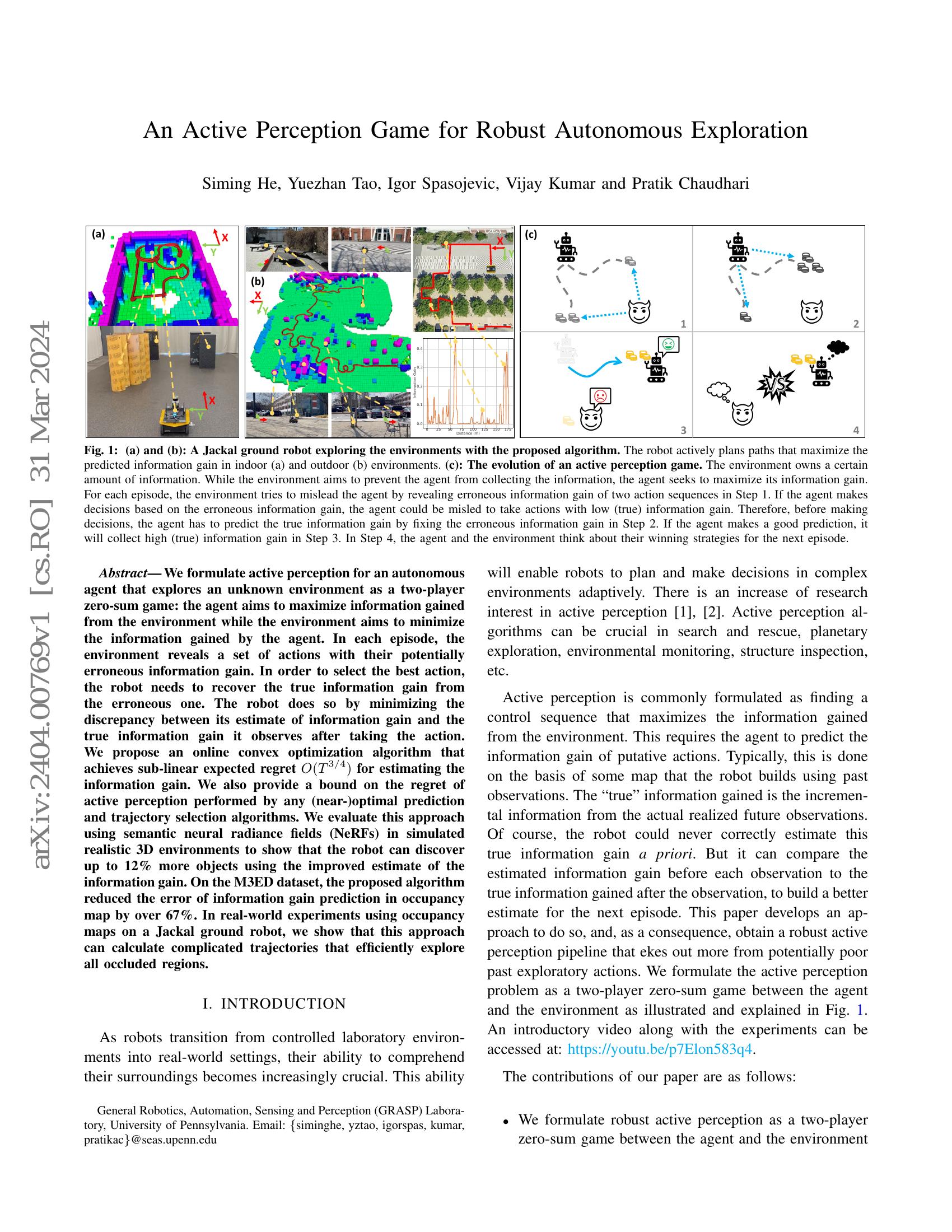 An Active Perception Game for Robust Autonomous Exploration - 智源社区论文